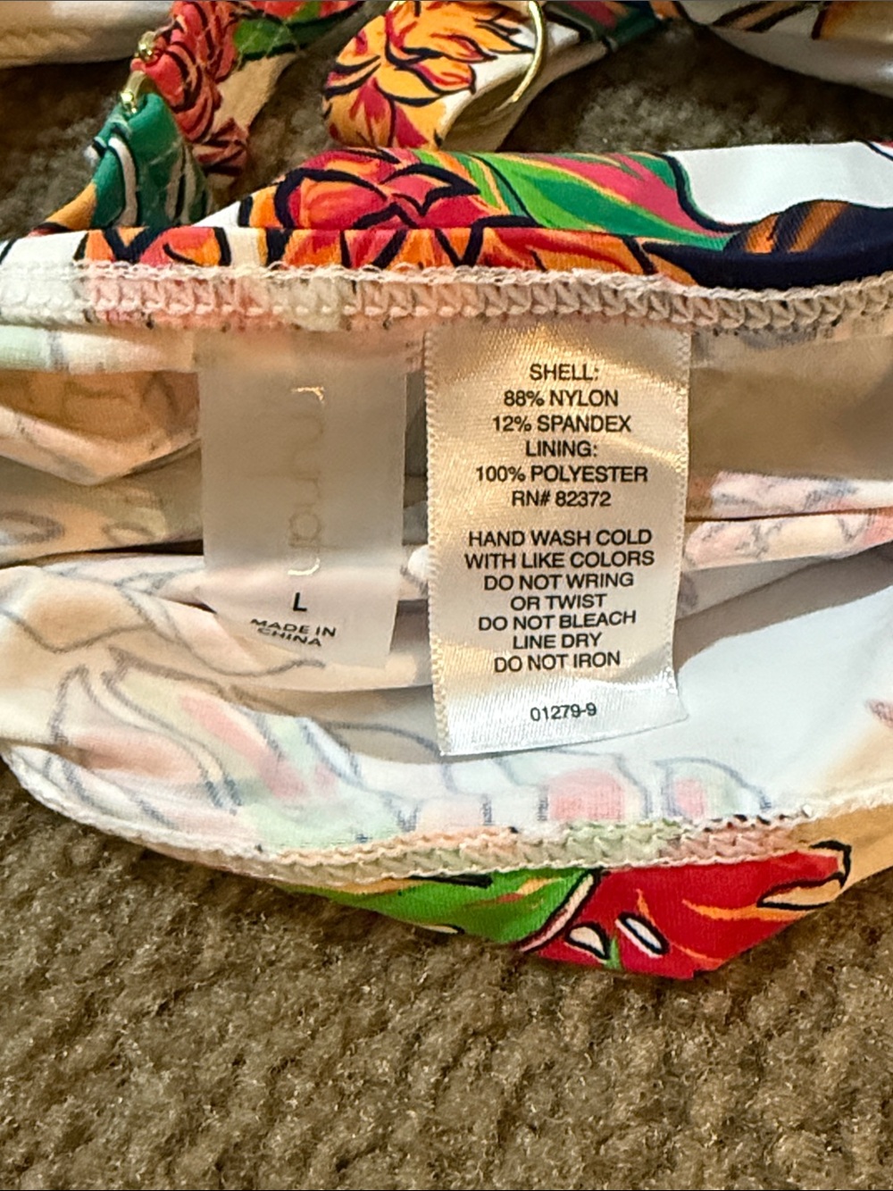 White Tropical Toucan tankini swim top size large - Picture 8 of 9